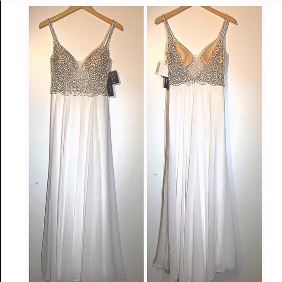 💙 True Love White Beaded Rhinestone Maxi Dress - Picture 8 of 16